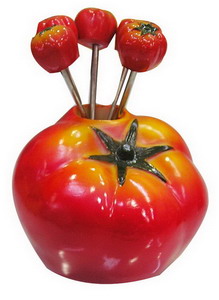 FF-25 tomato design resin fruit forks yiwu dining hall decoration photo