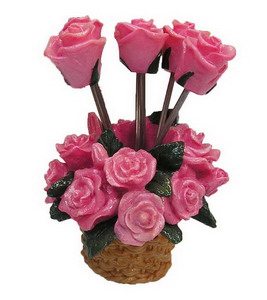 H6000-26c yiwu pink flower fruit forks photo