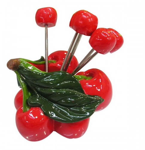 H6000-34 yiwu cherry fruit resin steel fork kitchen appliance photo