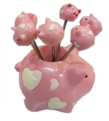 H6000-39 yiwu pig design steel fruit fork dining room supply photo