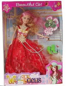 3288B yiwu red dress beautiful doll photo