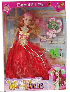 3288B yiwu red dress beautiful doll photo