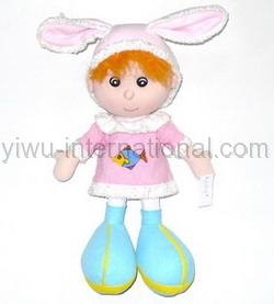 928-221 big feet baby doll with rabbit ear cap photo