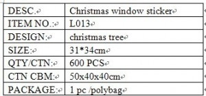 L013 christmas tree sticker info.