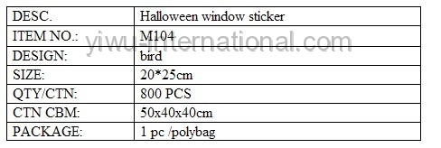 M104 halloween window sticker details
