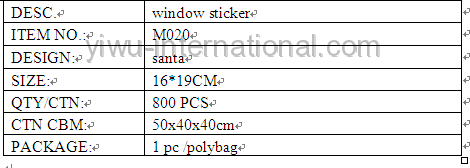 M020 christmas pvc sticker details