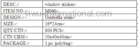 M068 umbrella stem sticker details