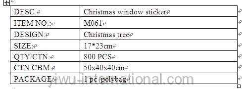 M061 tree window sticker details