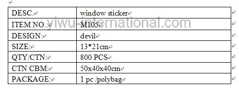M105 pvc sticker info.