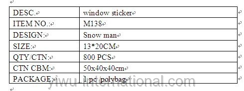 M138 snow man window sticker details