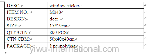 M040 Deer window sticker info.