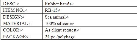 sea animal rubber bands info.