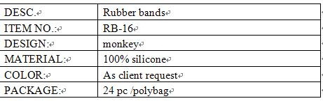 monkey design rubber bands info.