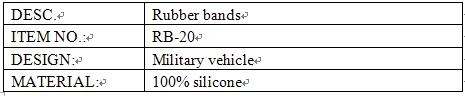 military vehicle shape rubber bands info.