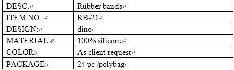 dino shape rubber bands info.