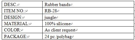 jungle design rubber bands info.