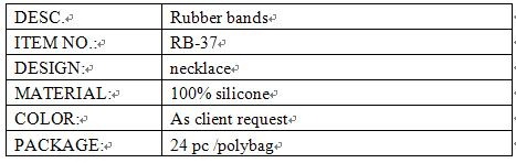 necklace rubber bands info.