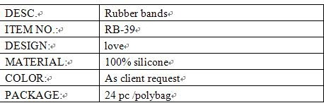 valentine design rubber bands info.