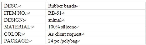 animal rubber bands info.