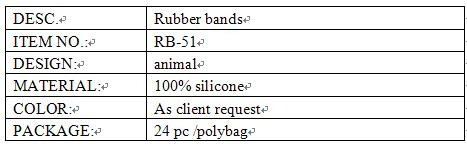 animal rubber bands info.