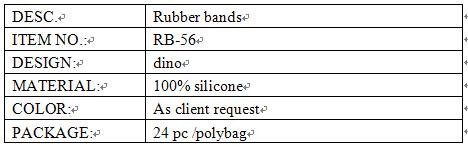 dino design rubber bands info.