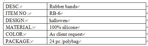 halloween rubber bands info.