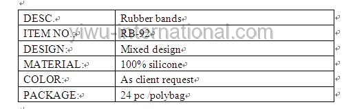 heart design rubber bands info.