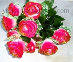 simulation flower factory wholesale 12 heads Golden Peacock Rose
