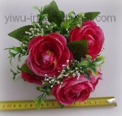 Yiwu Silk Flower Trade 5 Heads Camellia
