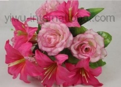 Yiwu Silk Flower Manufacturer Wholesale 12 Heads Rose Lily