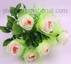 10 Heads Simulation Rose from Yiwu Artificial Flower Market
