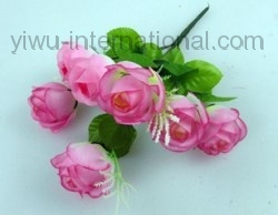 Yiwu Artificial Flower Manufacturer sell 7 Heads Rose