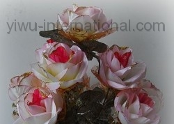 10 Heads Dip Golden Princess Rose from Yiwu China Artificial Flower Producer 