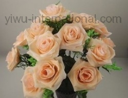 Yiwu China Artificial Flower Manufacturer sell 18 Heads Curling Rose