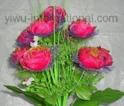 Yiwu China Simulation Flower Wholesale 12 Heads Silk Rose