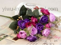 Yiwu Producer of Artificial Flower Sell 21 Heads Silk Rose