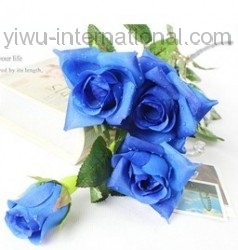 Yiwu China Factory of Artificial Flower sell 4 Heads Dew Rose