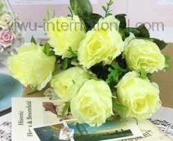 Yiwu China Market of Simulation Flower sell 7 Heads Wedding Rose