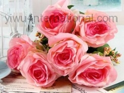 Yiwu China Agent of Simulation Flower sell 7 Heads 9Stems Rose