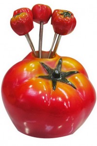 FF-25 tomato design resin fruit forks yiwu dining hall decoration