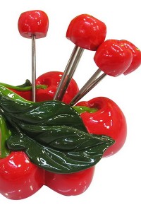 H6000-34 yiwu cherry fruit resin steel fork kitchen appliance